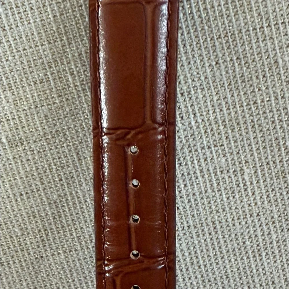 Croton Black Leather Watch Strap - works just put new battery in it.